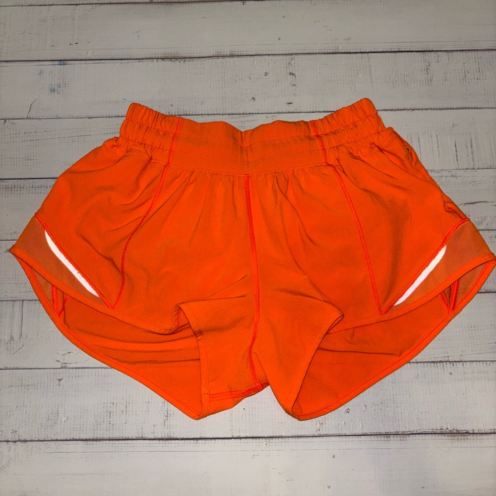 Lululemon Neon Orange Hotty Hot Shorts